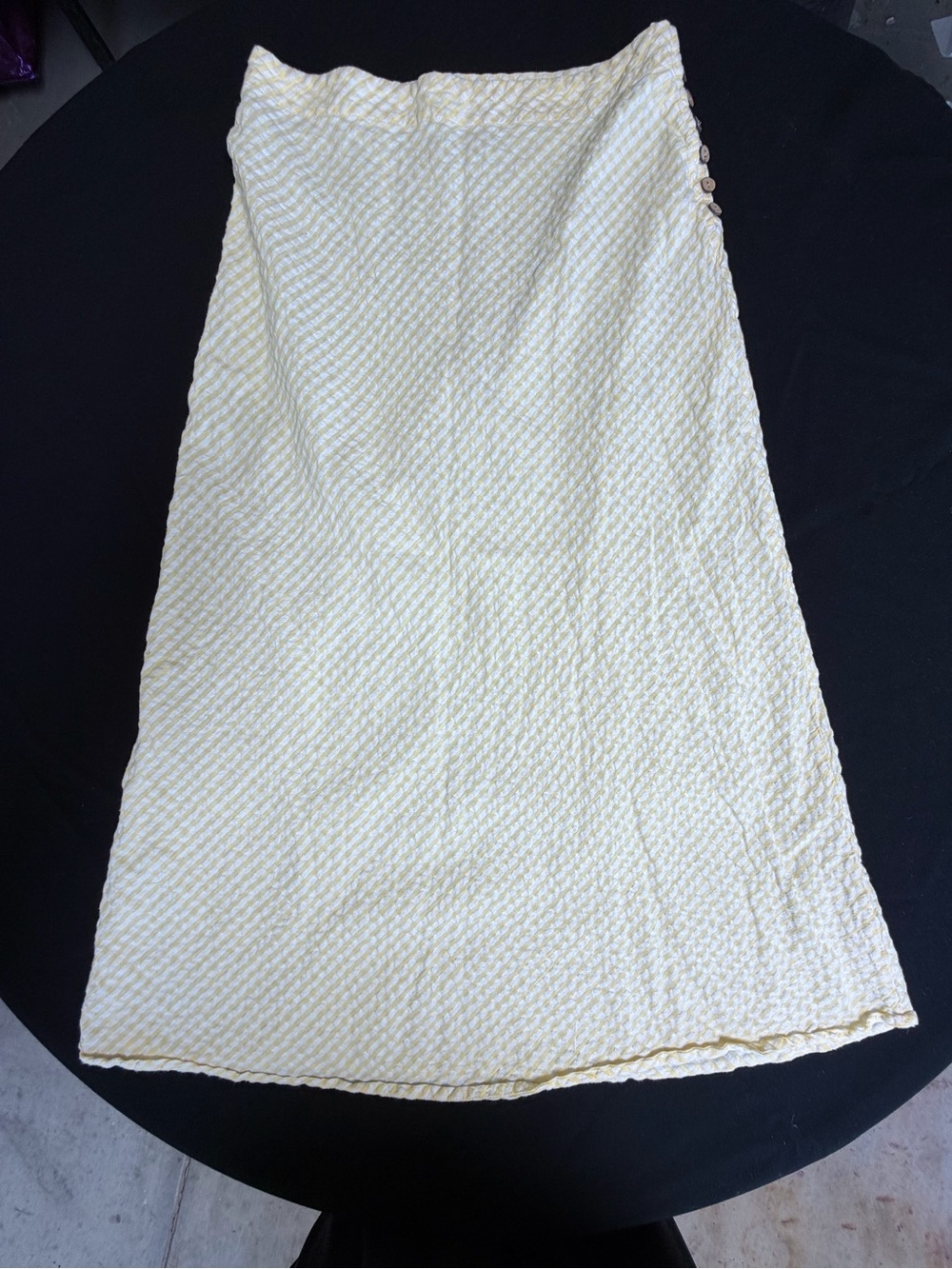 Free People Yellow White Striped Maxi Skirt Coconut Buttons Boho